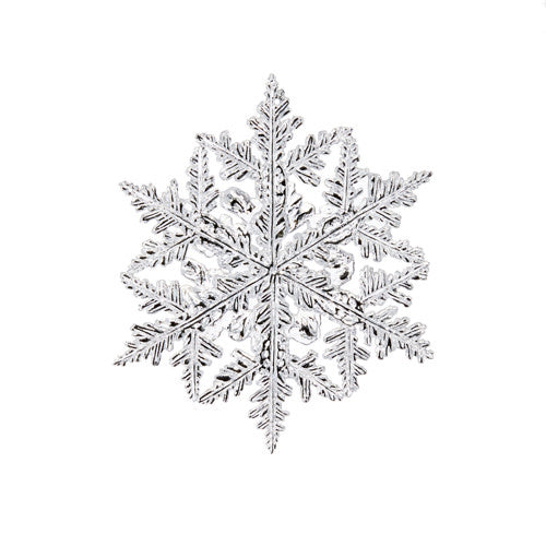 6.5-inch silver plastic snowflake ornament with colorful jeweled accents