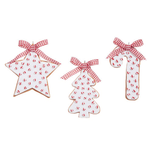 Plastic Peppermint Sprinkles Cookie Ornament with red and white sprinkled pattern