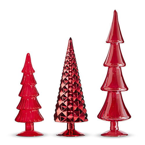 Red glass tree with a festive holiday silhouette