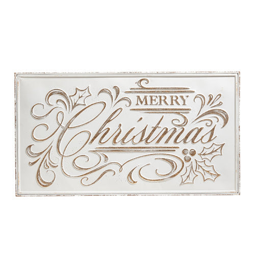 24" Merry Christmas Embossed Metal Wall Art