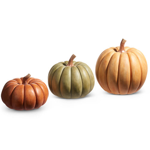 Resin decorative pumpkin in autumn orange with a classic round silhouette.