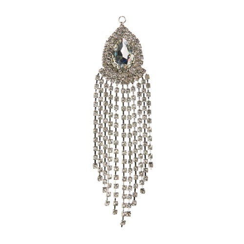 Grey metal and plastic dripping jewel ornament with silver accents measuring 6.25 inches tall.