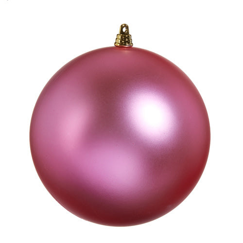 6-inch matte fuchsia plastic ball ornament with a smooth spherical shape.