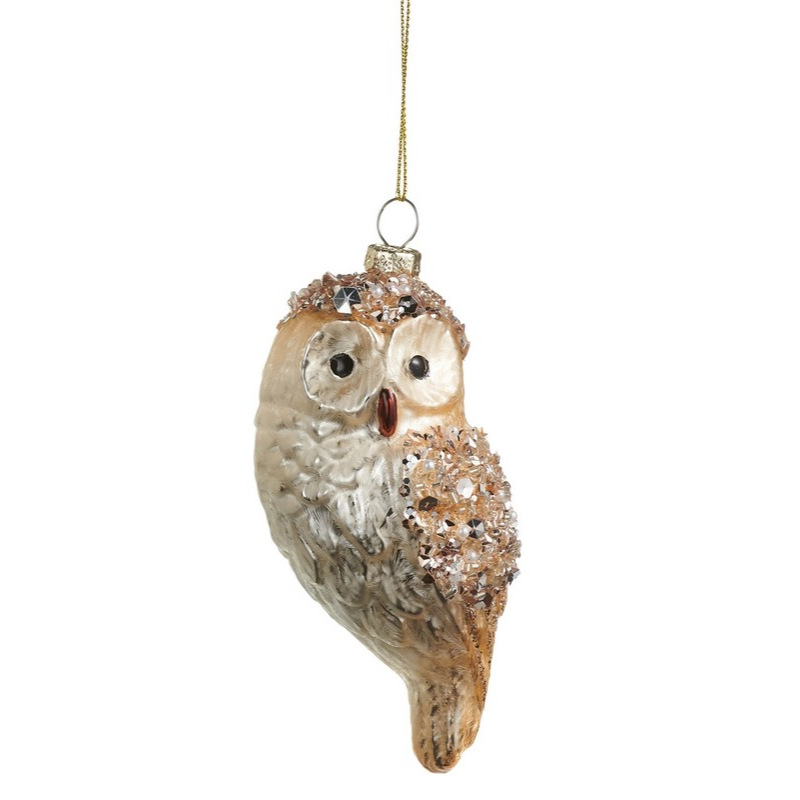 4.5" Encrusted Owl Ornament - Sold Individually