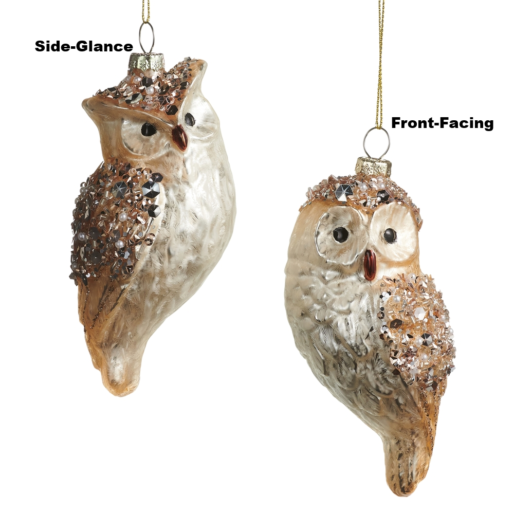 4.5" Encrusted Owl Ornament - Sold Individually