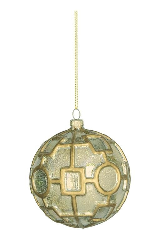 4.5-inch gilded mercury glass ball ornament with a reflective gold finish.