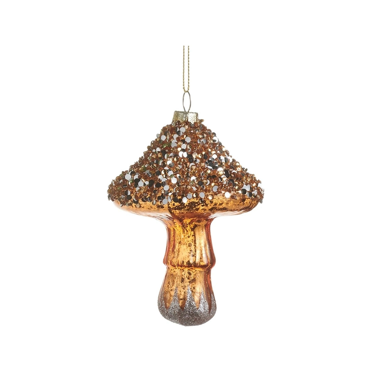 4.5" Glittered Mushroom Ornament - Sold Individually