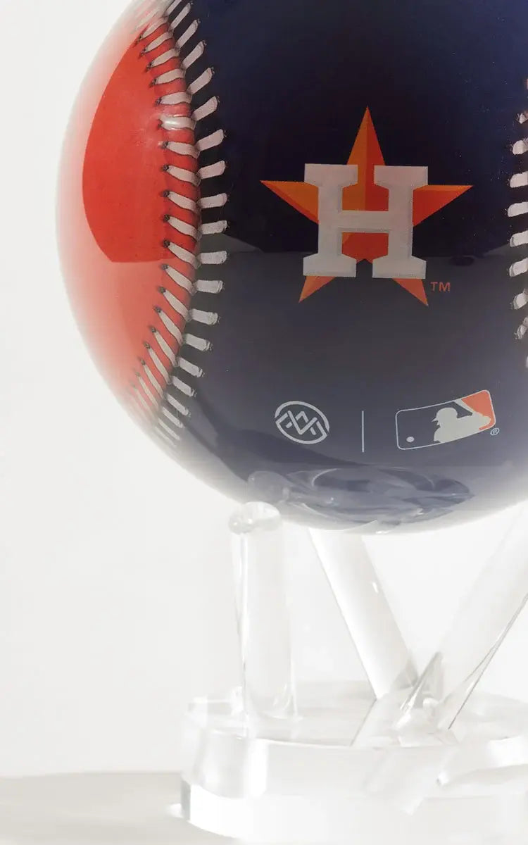 4.5-inch Houston Astros globe with base featuring team logo in clear shell rotating silently via solar power.