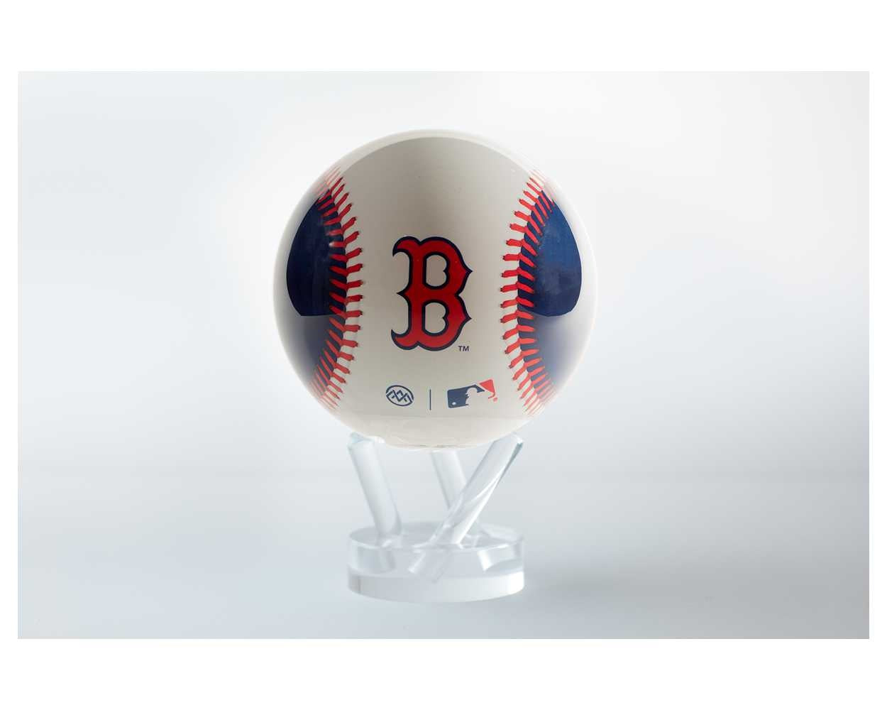4.5-inch Boston Red Sox globe with clear acrylic shell rotating on a base.