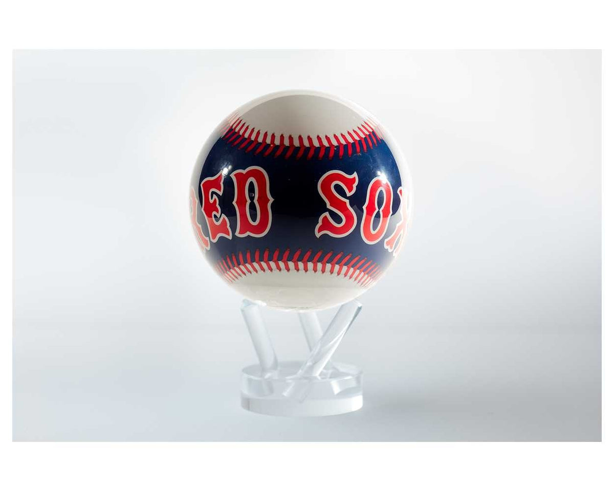 4.5-inch Boston Red Sox globe with clear acrylic shell rotating on a base.