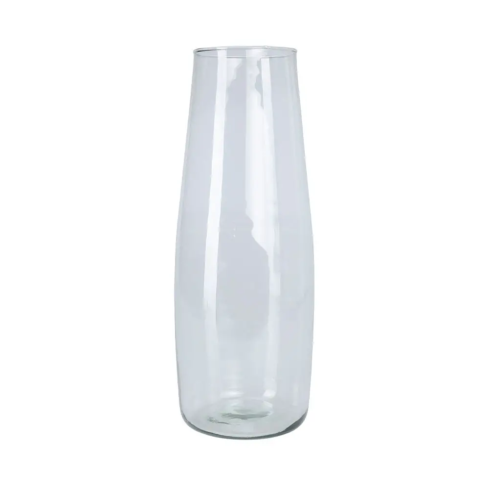 45 cm cone-shaped recycled glass vase with transparency to monitor water level