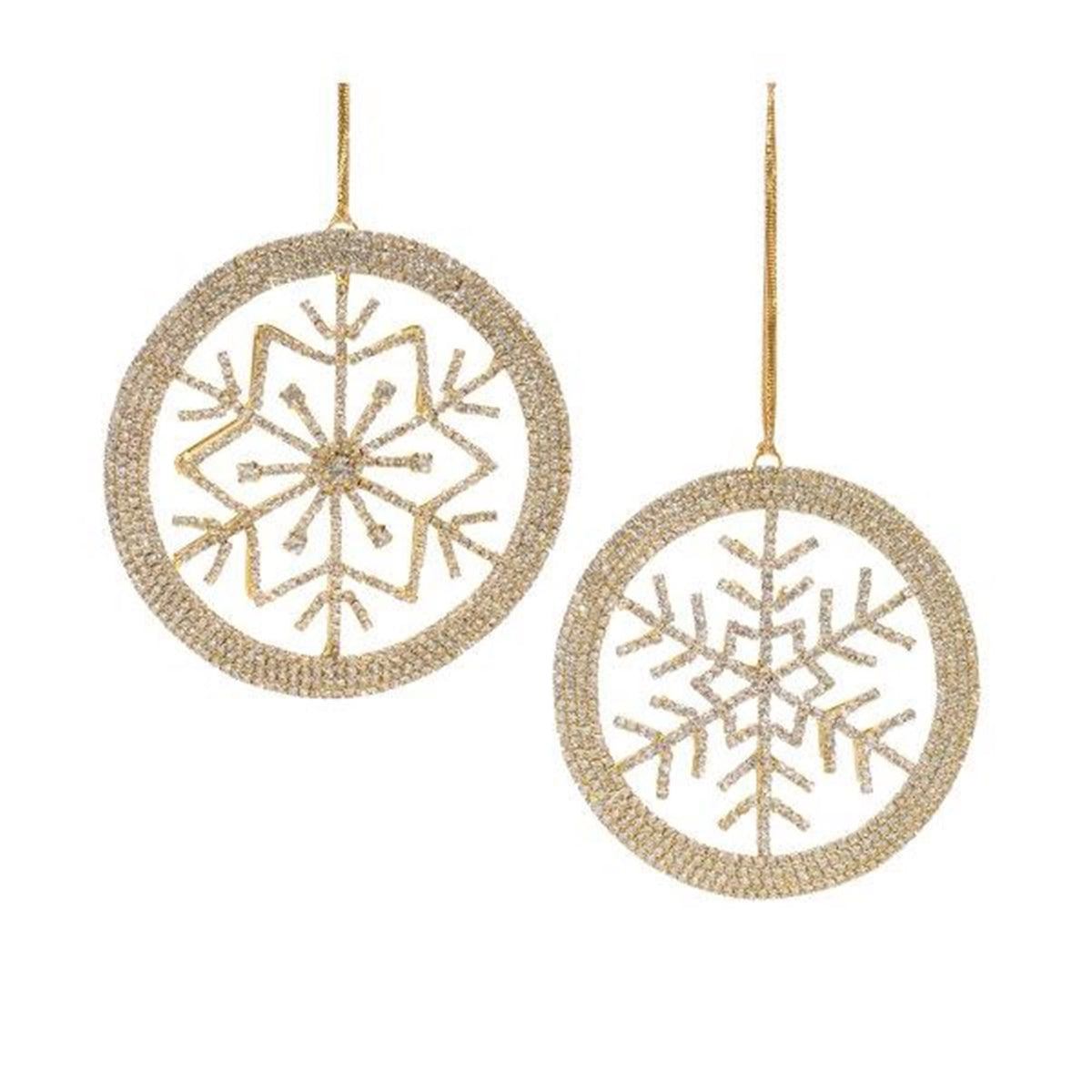 4.5-inch iron snowflake ornament with glass beads in white.