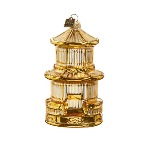 Gold glass birdcage ornament measuring 4.5 inches tall with a simple silhouette.