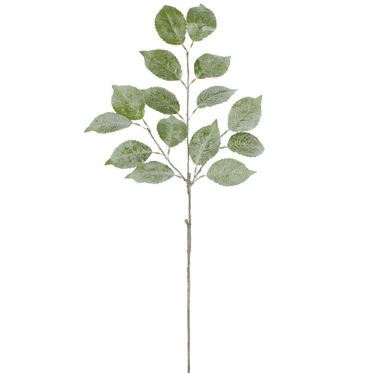 45-inch green glittered hydrangea leaf spray with fabric material