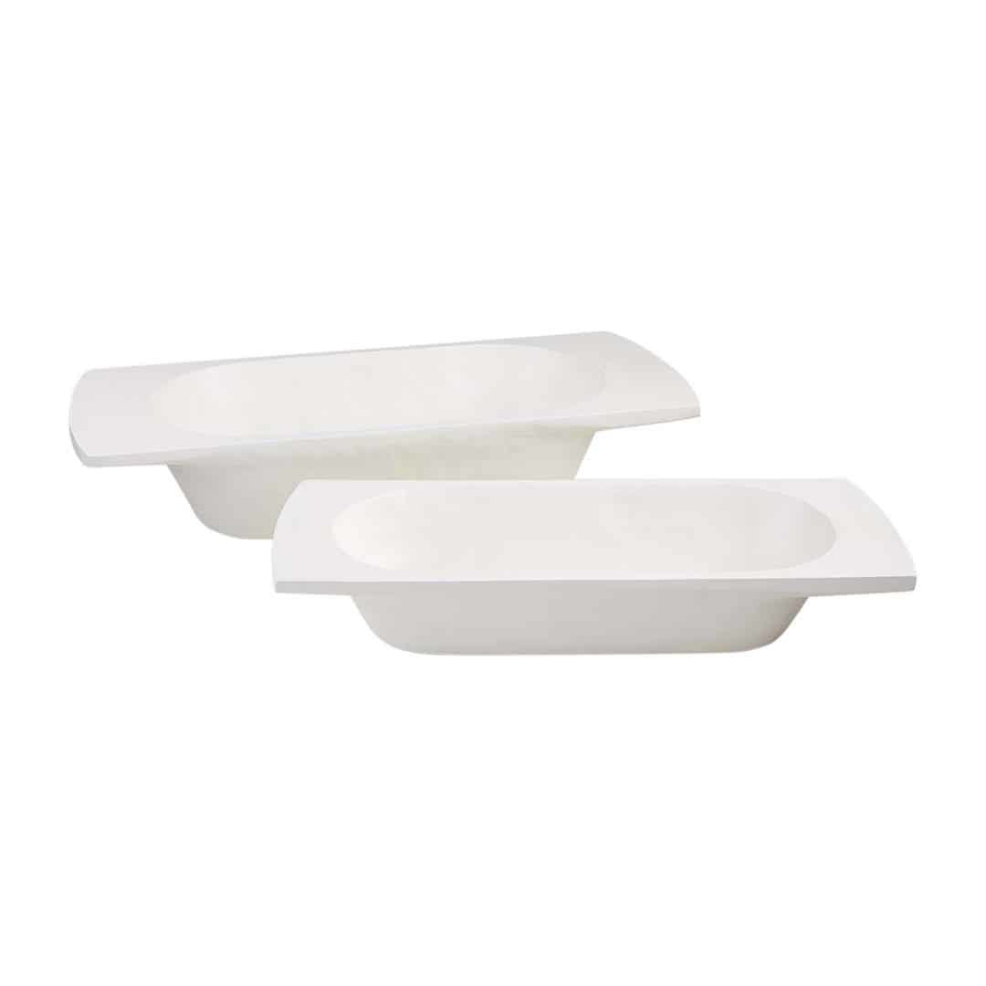 Two nested painted mango wood dough bowls with a natural grain finish.