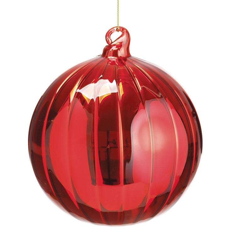 4.75-inch red glass ball ornament with a smooth spherical shape.