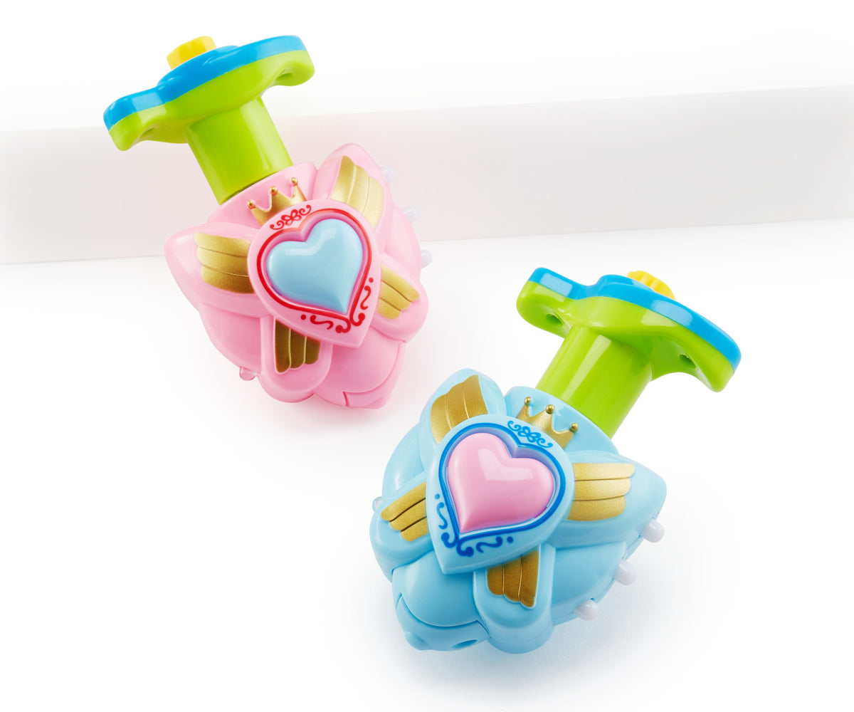 Plastic musical light-up spinner toy with flashing lights.