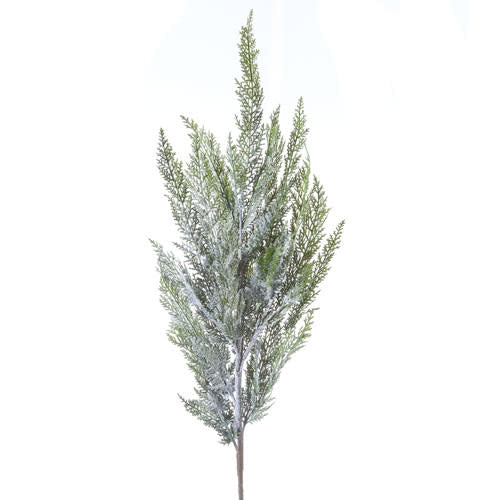 47-inch snowy cedar spray made of frosted PVC with a lush winter branch silhouette.