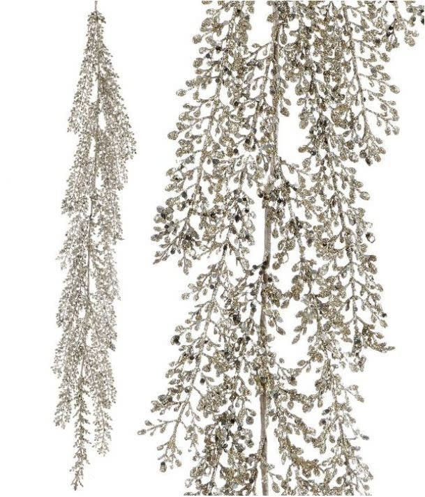 48-inch platinum glitter sequin Artemesia floral garland with polyester material