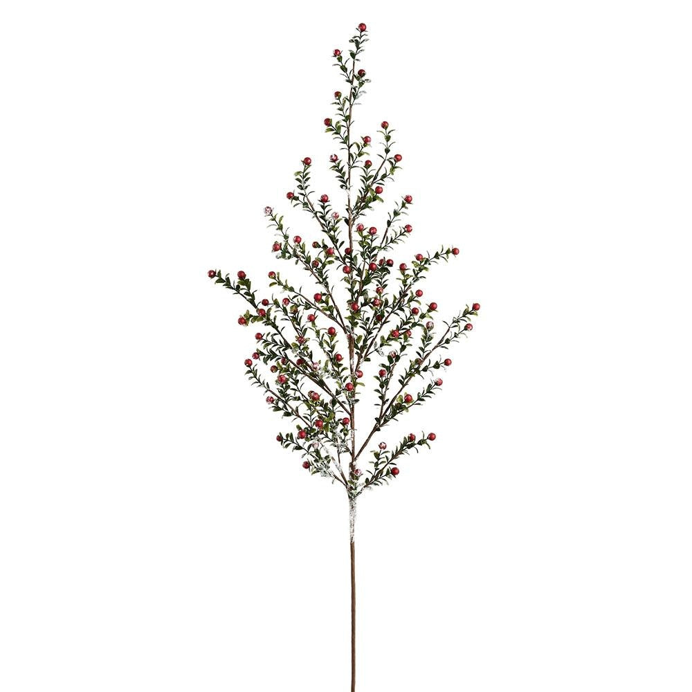 48-inch red plastic spray garland with snowed berry pattern