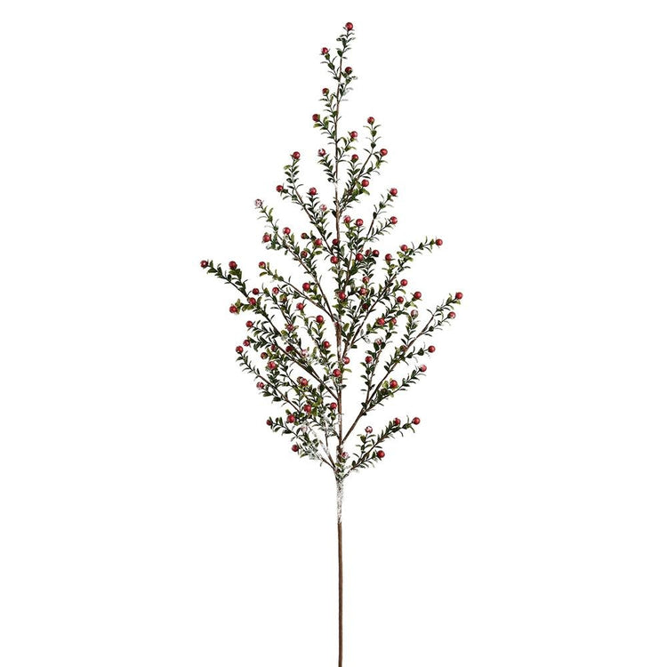 48-inch red plastic spray garland with snowed berry pattern