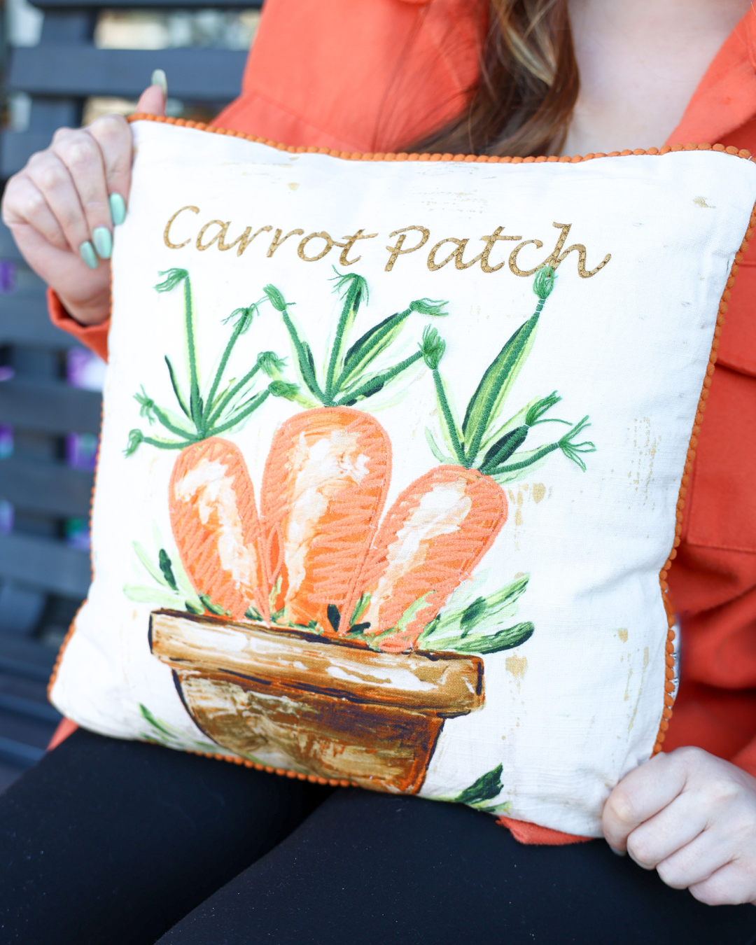 14” Carrot Patch Pillow