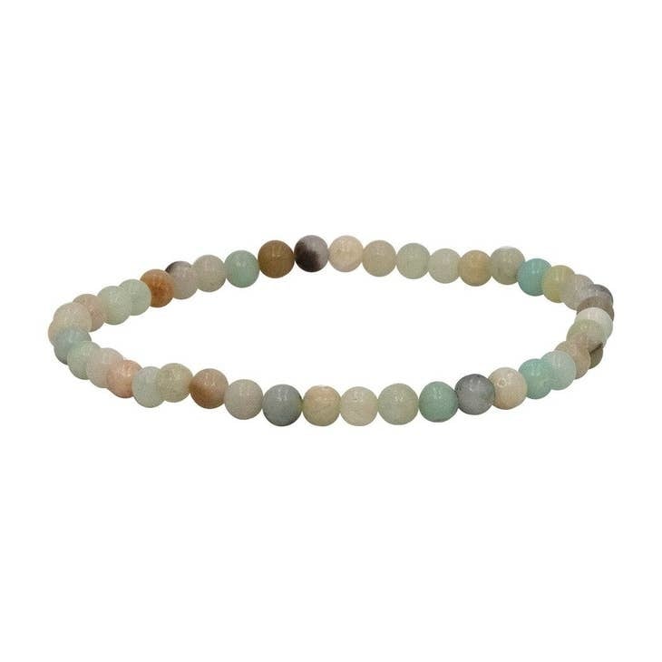 Mini Gemstone Bracelet featuring a classic 4mm beaded design with small gemstones in neutral tones.