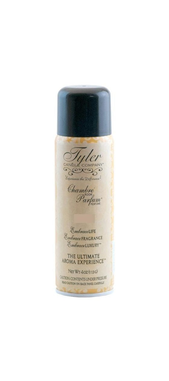 4oz Tyler Candle Company Chambre Room Parfum spray bottle with a black cap and tan label.