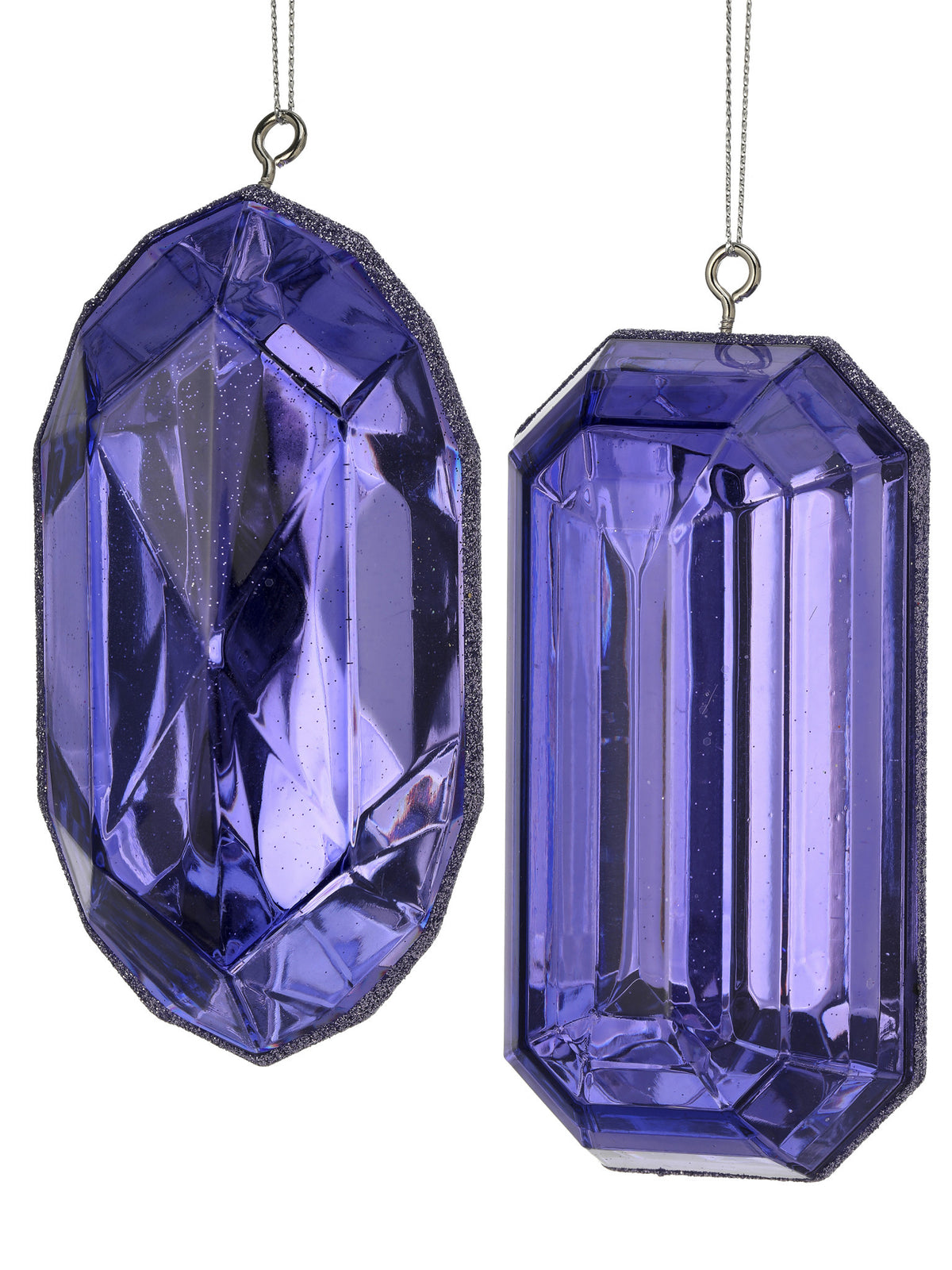 Midnight purple acrylic precious gem ornament with a faceted gem shape.