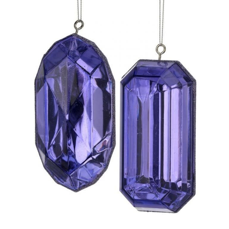 Purple acrylic precious gem ornament with a faceted gemstone center.