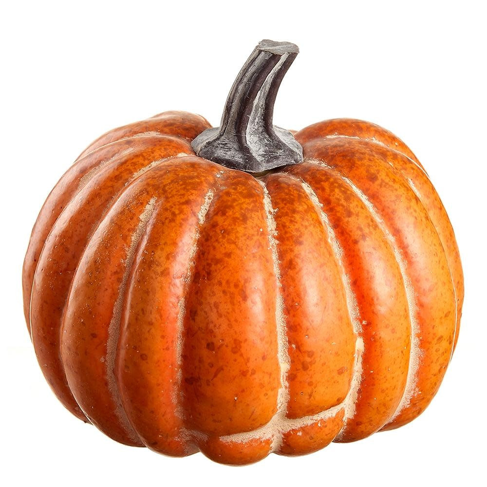 Five-inch orange plastic pumpkin with a classic round silhouette.
