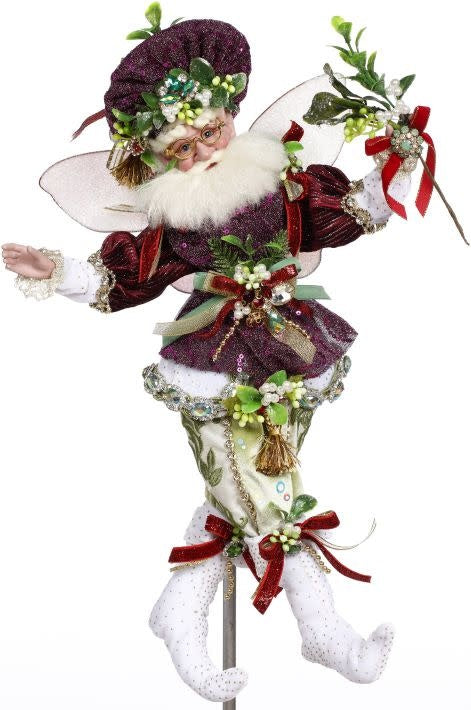 Mistletoe Memories Fairy Christmas decor figurine with detailed mistletoe and fairy design.
