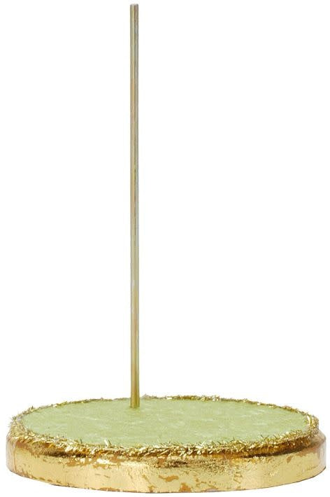 A 12-inch spring base stand featuring a round, light green platform with a gold-trimmed edge.
