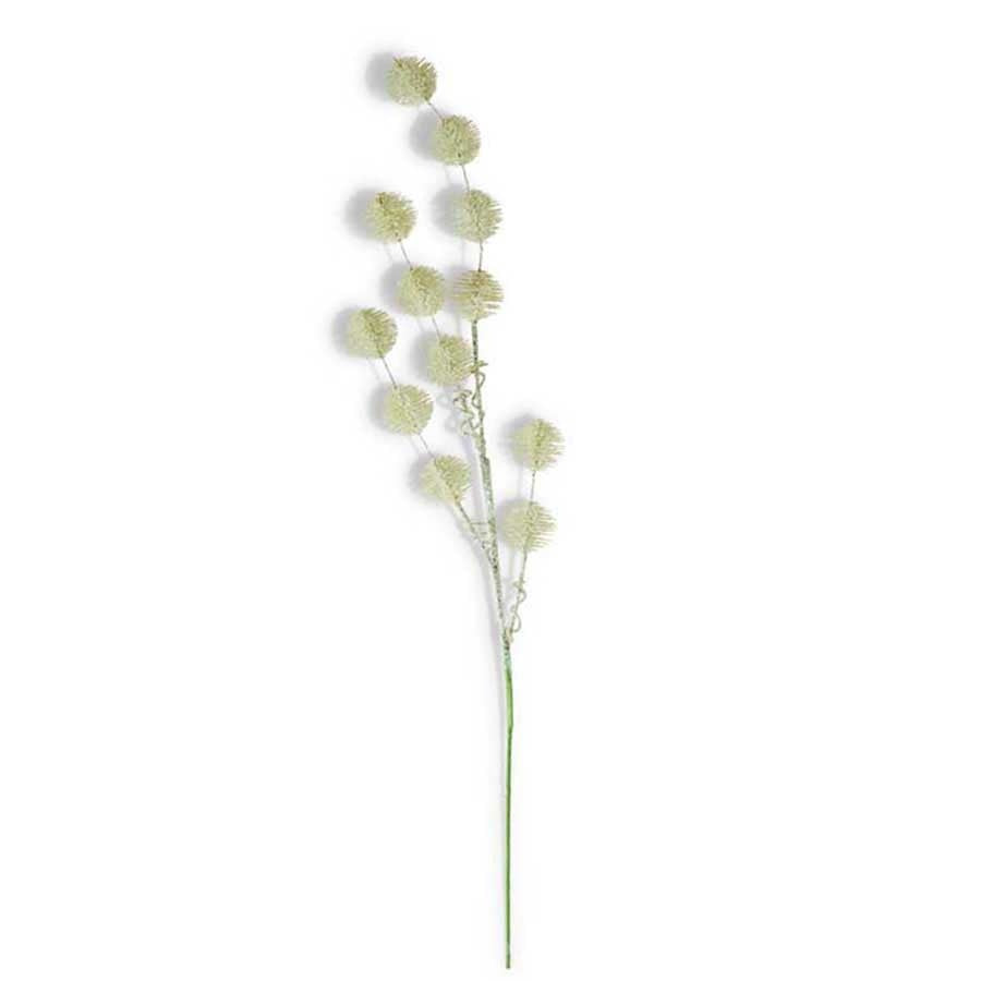 41-inch snow and light green glitter ball spray with a spherical shape.