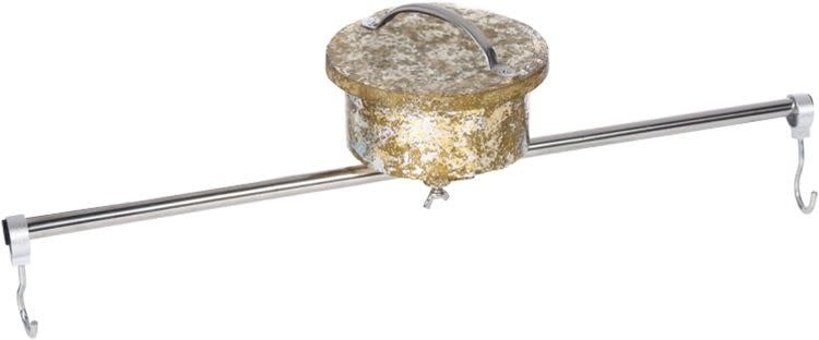 20-inch rotating rod with a gold-toned cylindrical center and a silver metal horizontal bar.