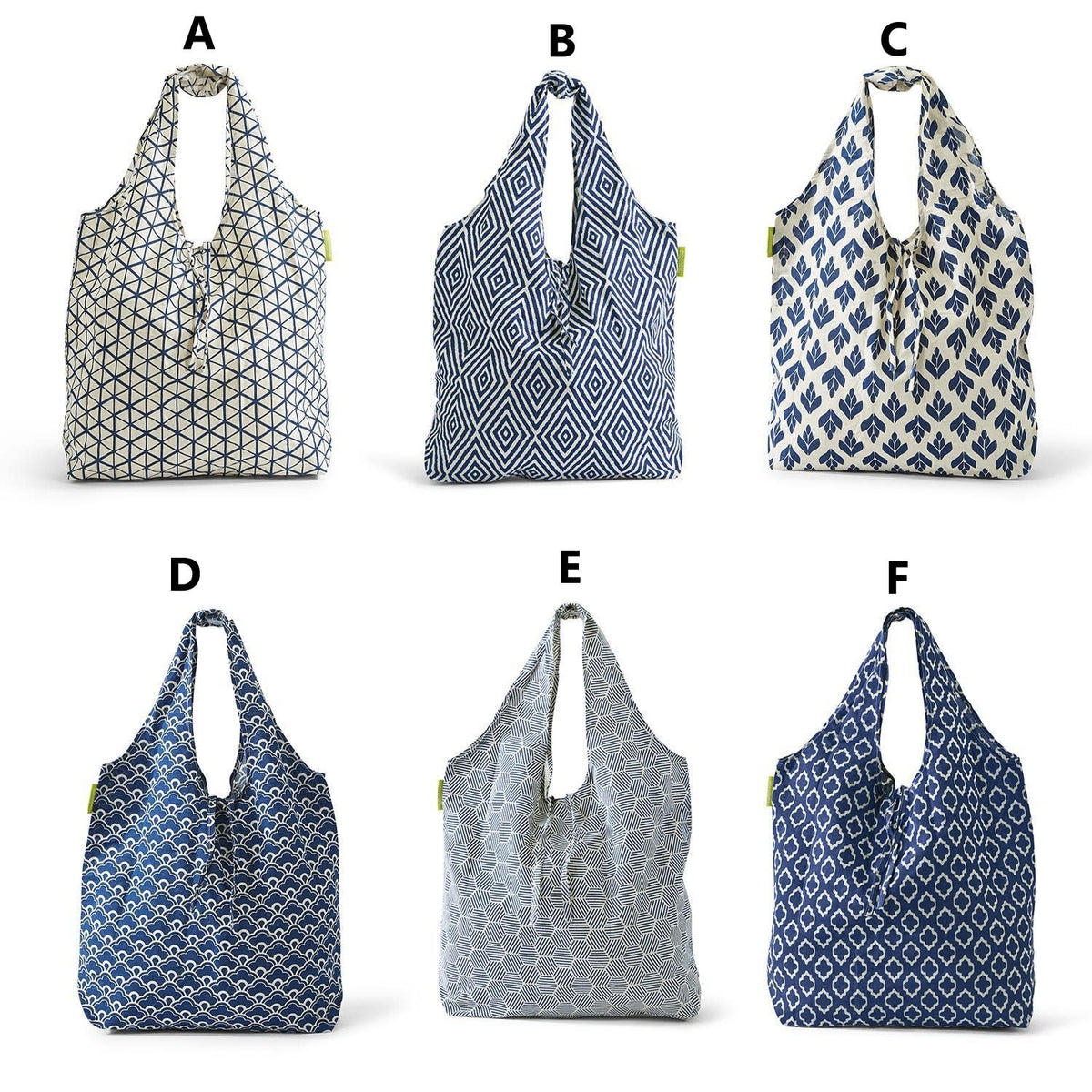 Blue and white Chinoiserie reusable market bag with long handles