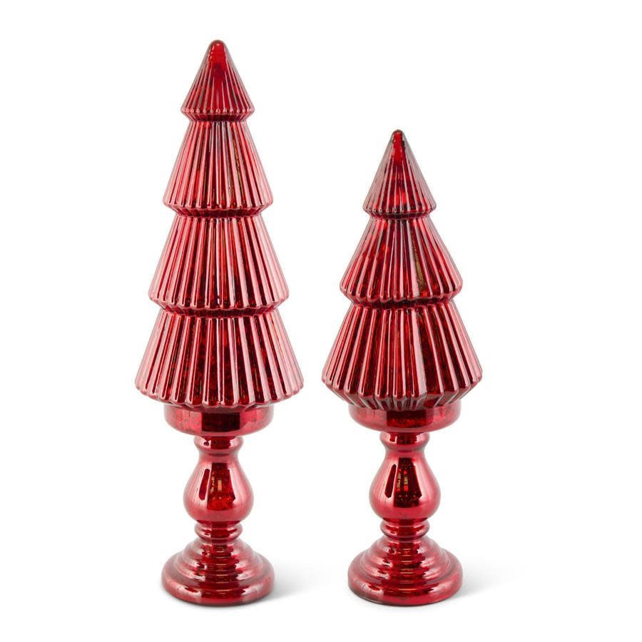 Mercury glass LED tree on a pedestal with silver finish
