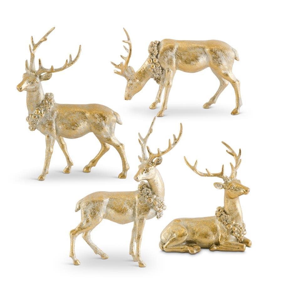 Antique gold resin deer ornament with a naturalistic standing pose.