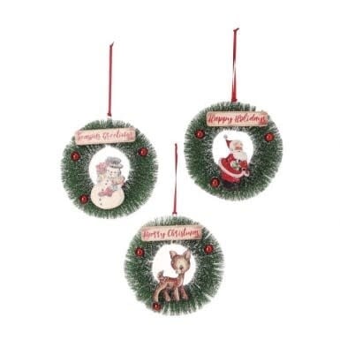 Round sisal wreath ornament in natural tan color with a simple circular silhouette.