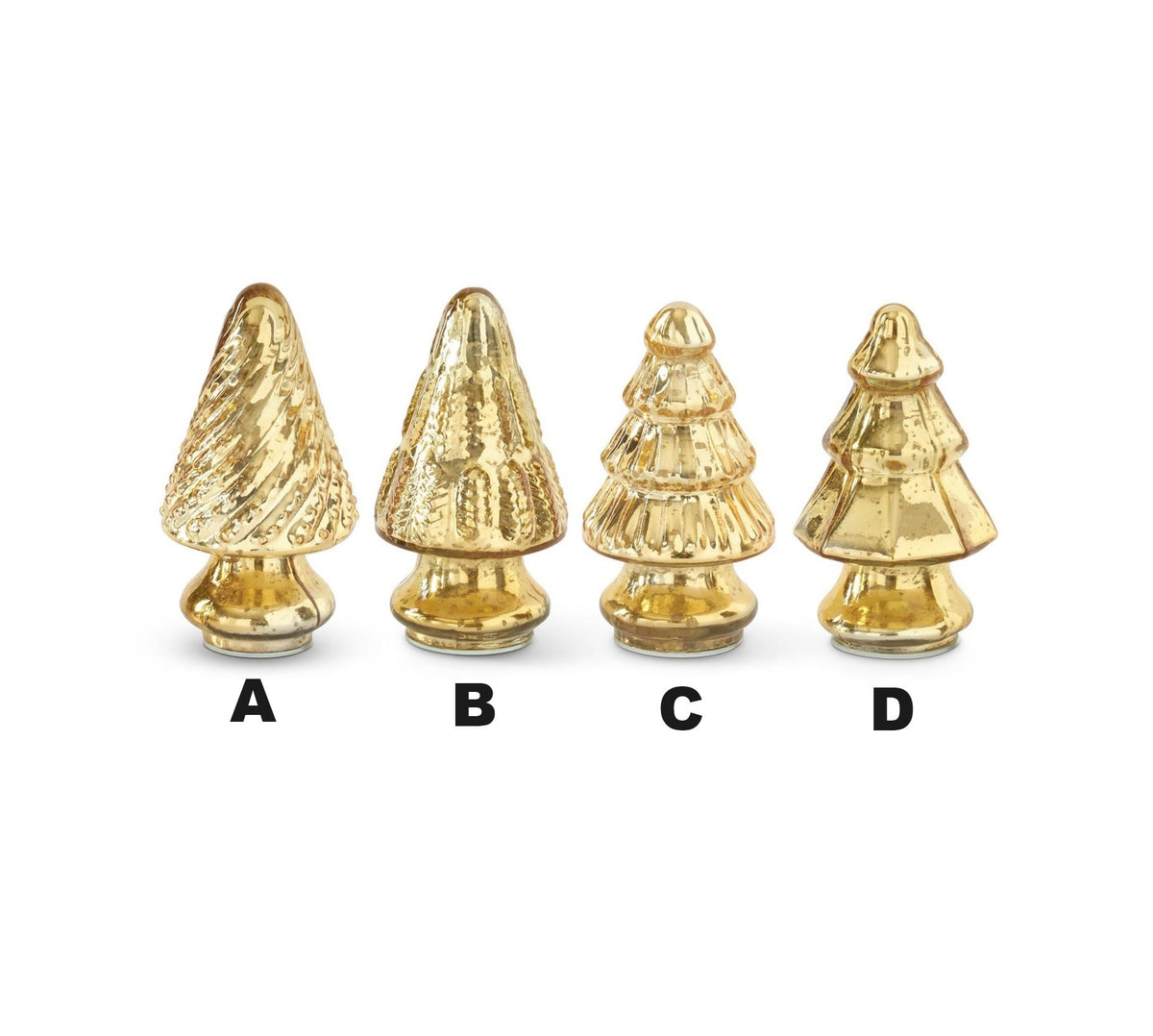 Mini mercury glass Christmas tree with a silver reflective finish.