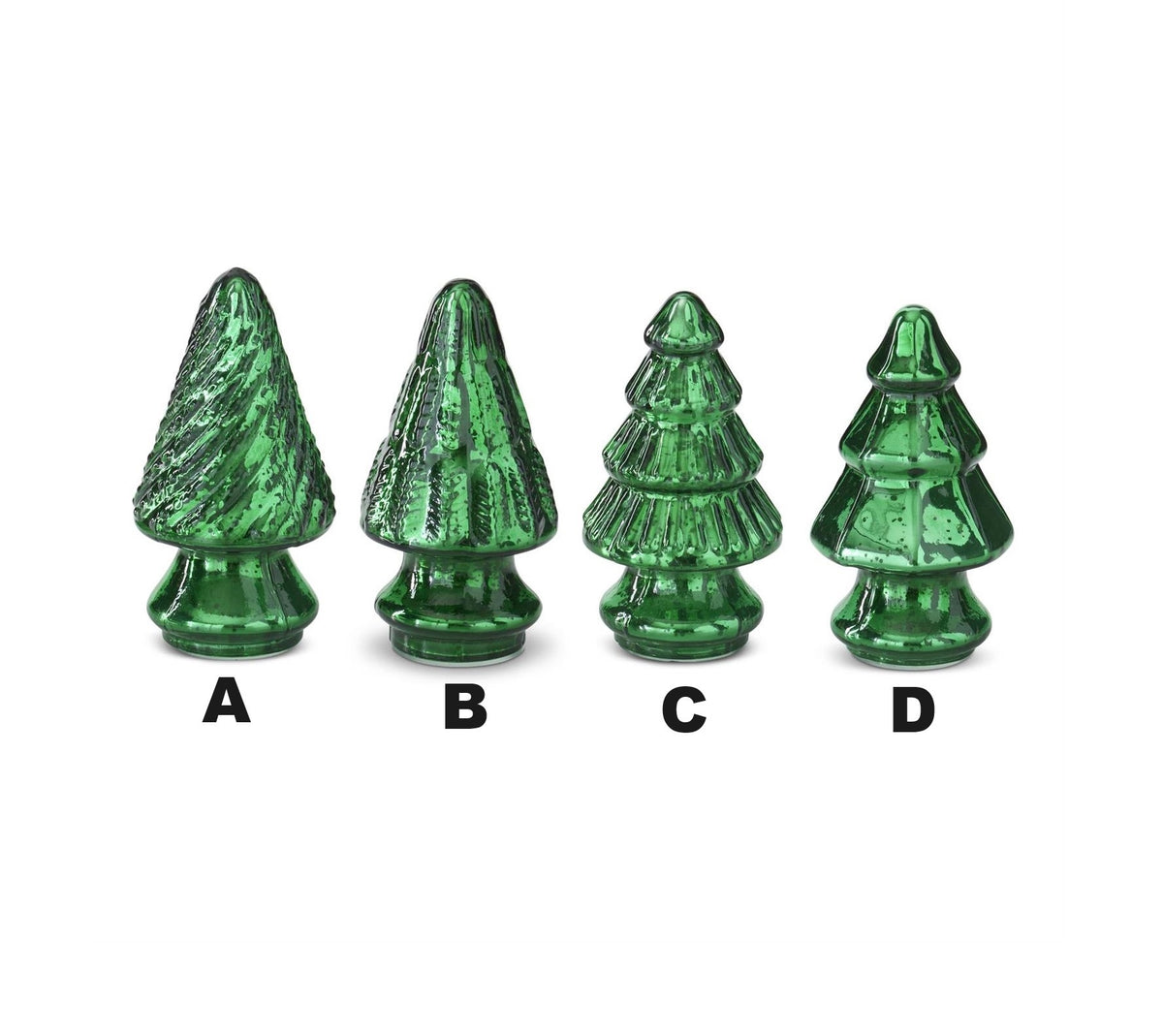 Mini glass Christmas tree with mercury finish in silver tone
