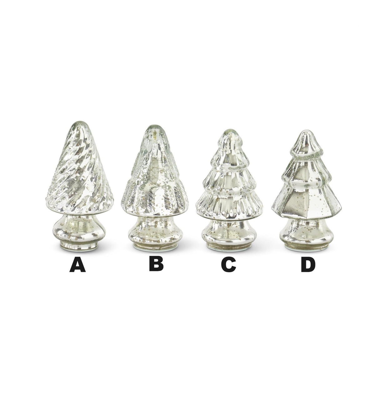 Mini glass Christmas tree with a mercury finish in silver.