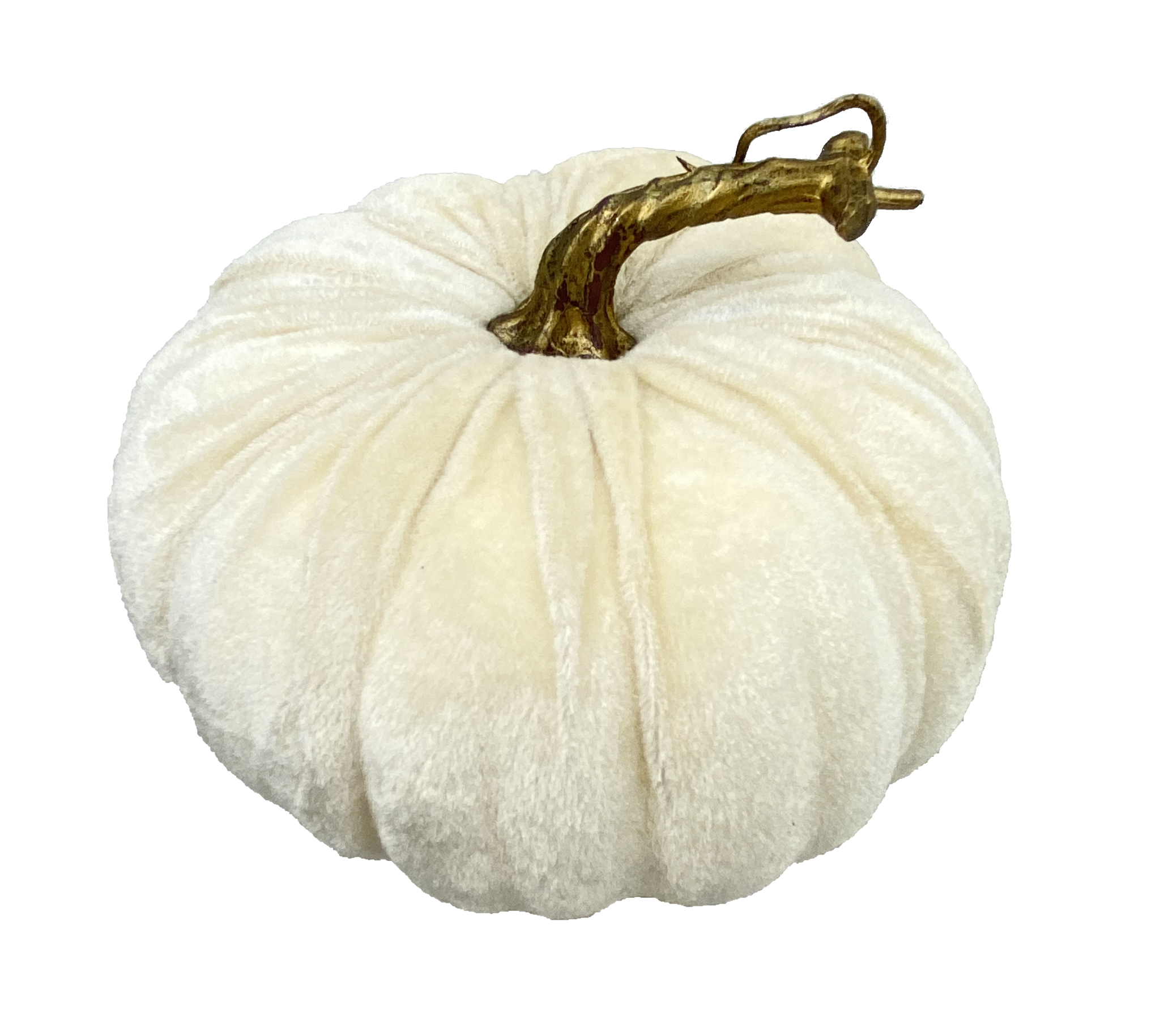 Velvet Pumpkin decor accent in orange with a smooth rounded pumpkin silhouette.