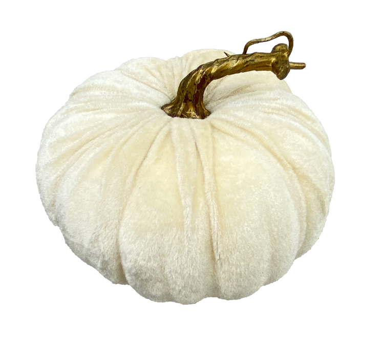 Velvet Pumpkin decor accent in orange with a smooth rounded pumpkin silhouette.