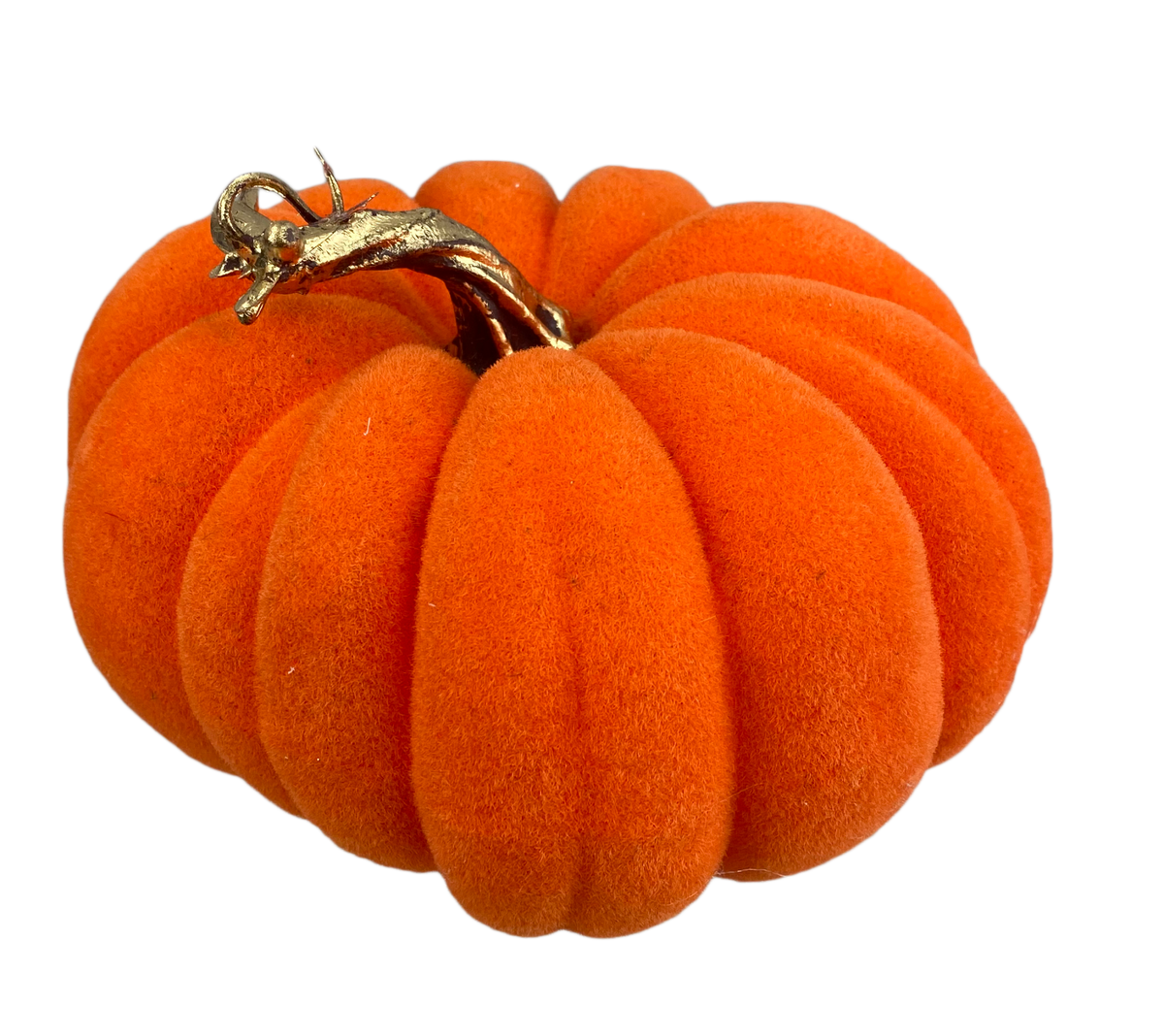 Hot pink flocked pumpkin home decor item with a textured matte finish.