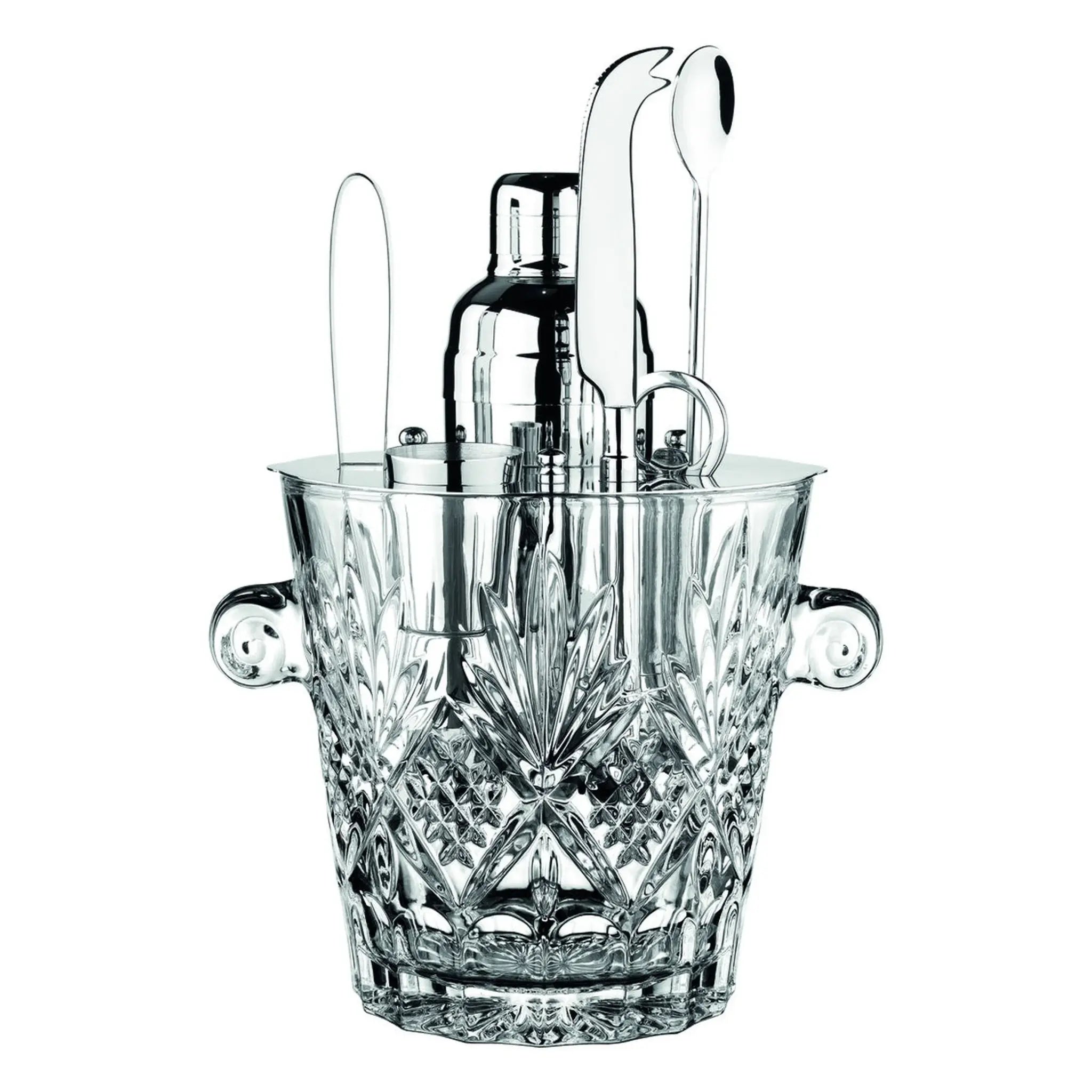 Clear unlead crystal Dublin ice bucket with bar tools set