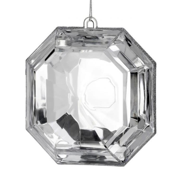 Clear acrylic square ornament with iridescent finish