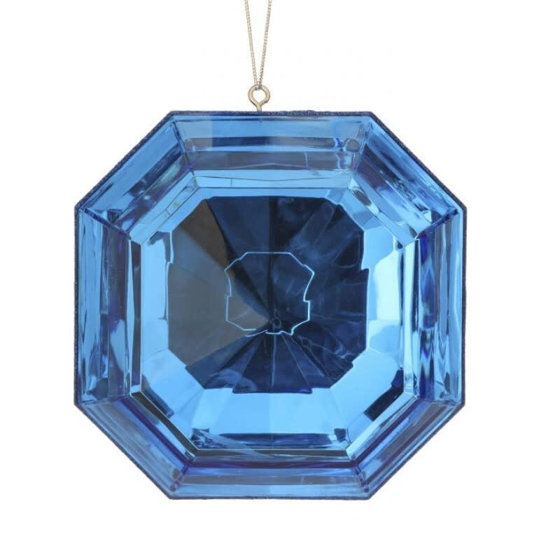6-inch square acrylic ornament with a sapphire blue gem center.