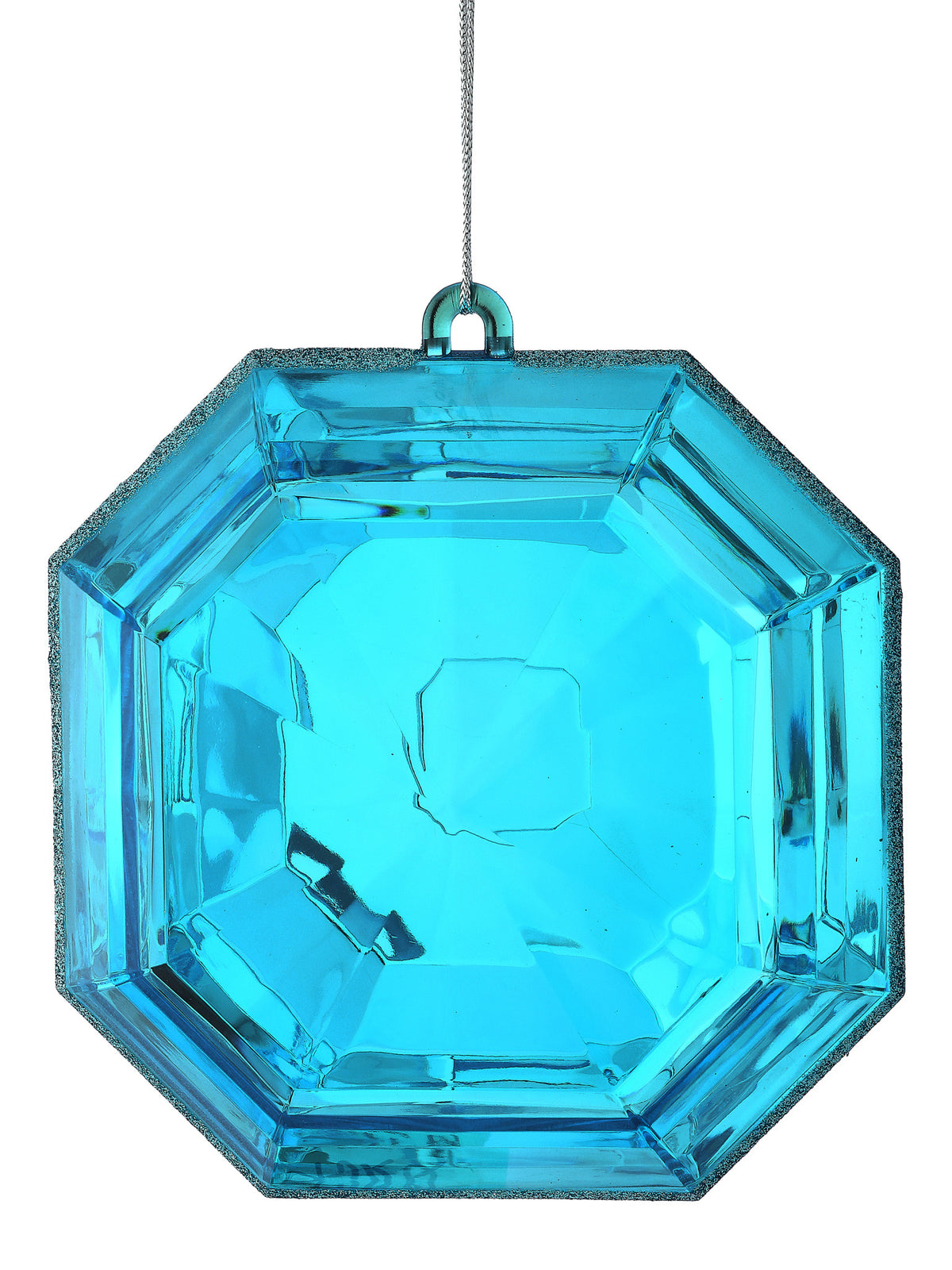 6-inch turquoise acrylic square ornament with a precious gem center.