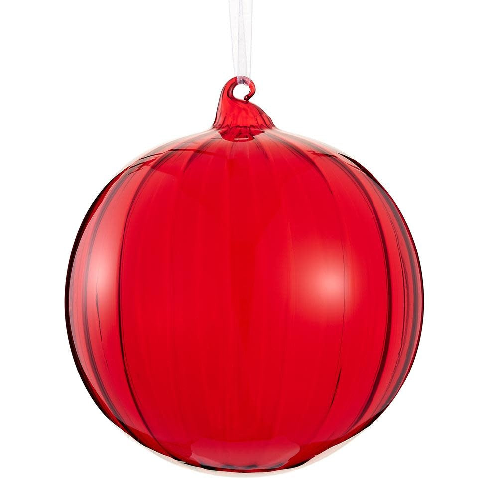 Red glass ball ornament with smooth spherical shape
